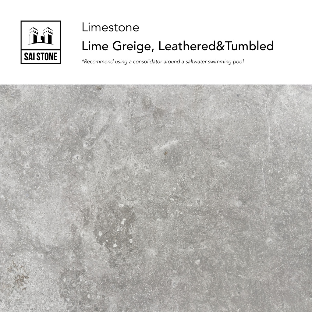 Lime Greige Limestone Coping 600x400x18drop60 Leathered+Tumbled **Recommend using a consolidator around a saltwater swimming pool**